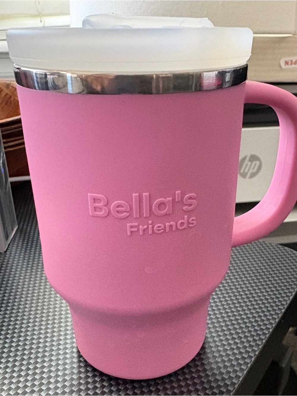 Bella's Friends Pink Travel Mug with Handle